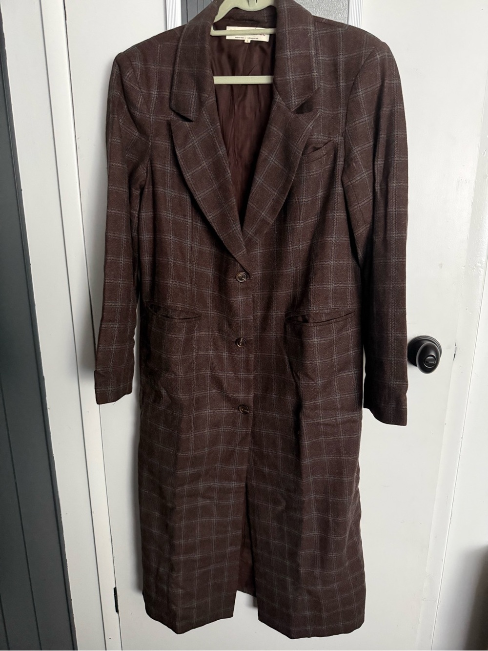 FreePeople Plaid Long Coat - Women